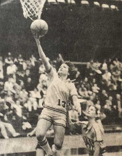 Sue Beckwith Playing Basketball